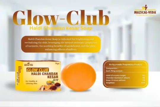 GLOW-CLUB  HALDI CHANDAN KESAR SOAP
